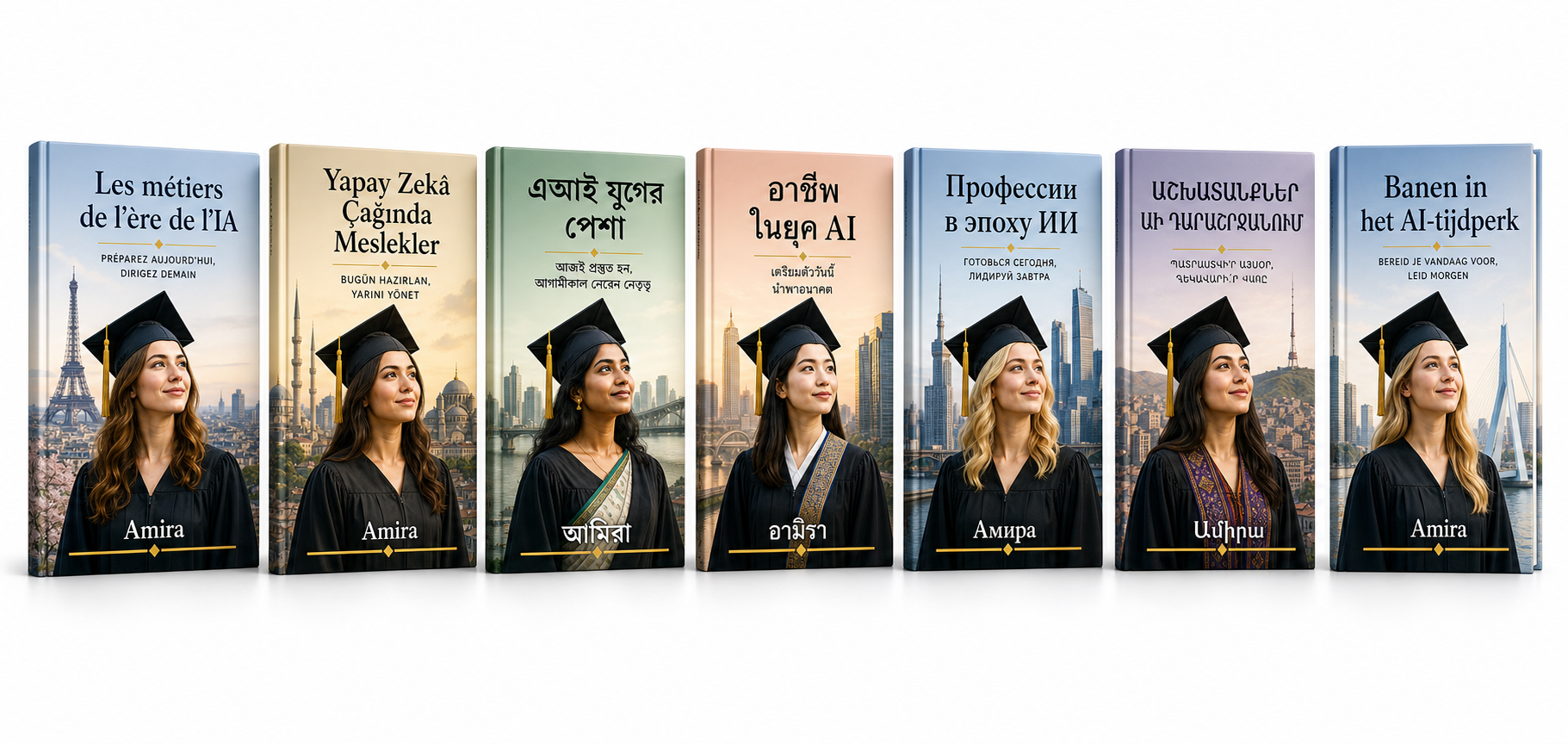 Jobs of the AI Era book editions in French, Turkish, Bengali, Thai, Russian, Armenian, and Dutch